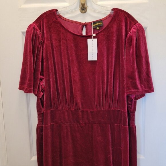 Nwt Baltic Born Sugarlips Velvet Midi Dress Smocked Waist Ss Cherry Plus 3x - Picture 4 of 14
